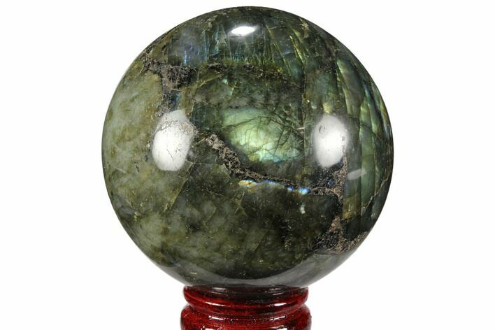 Flashy, Polished Labradorite Sphere - Great Color Play #99387
